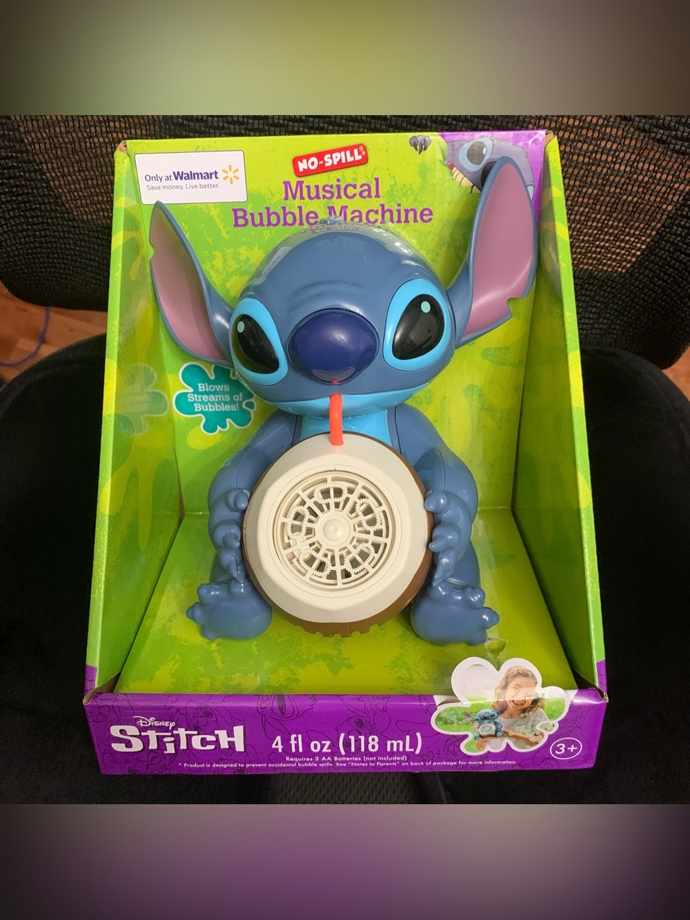 Disney Stitch No-Spill Musical Bubble Machine